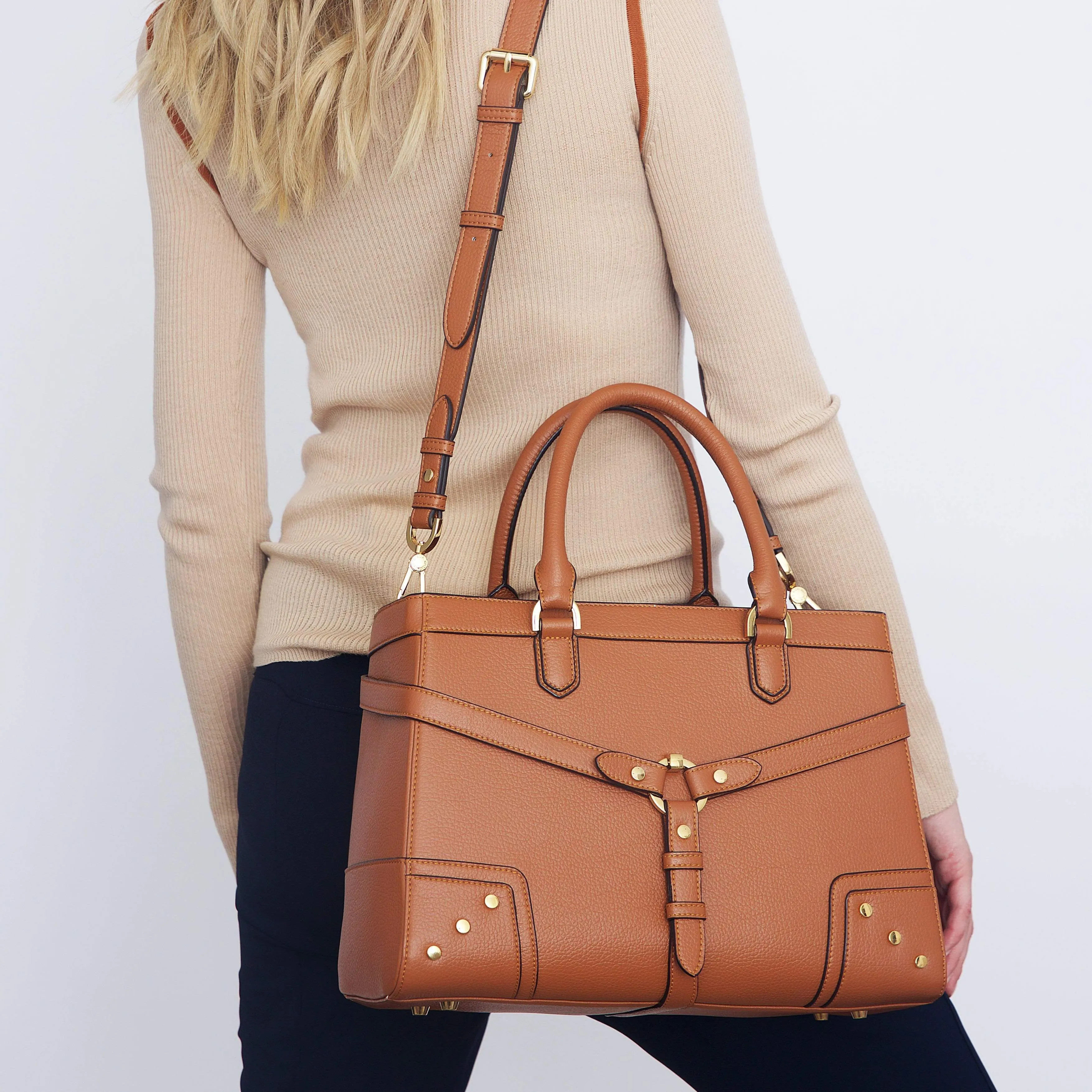 Stockholm Vegan Leather Handbag | Camel