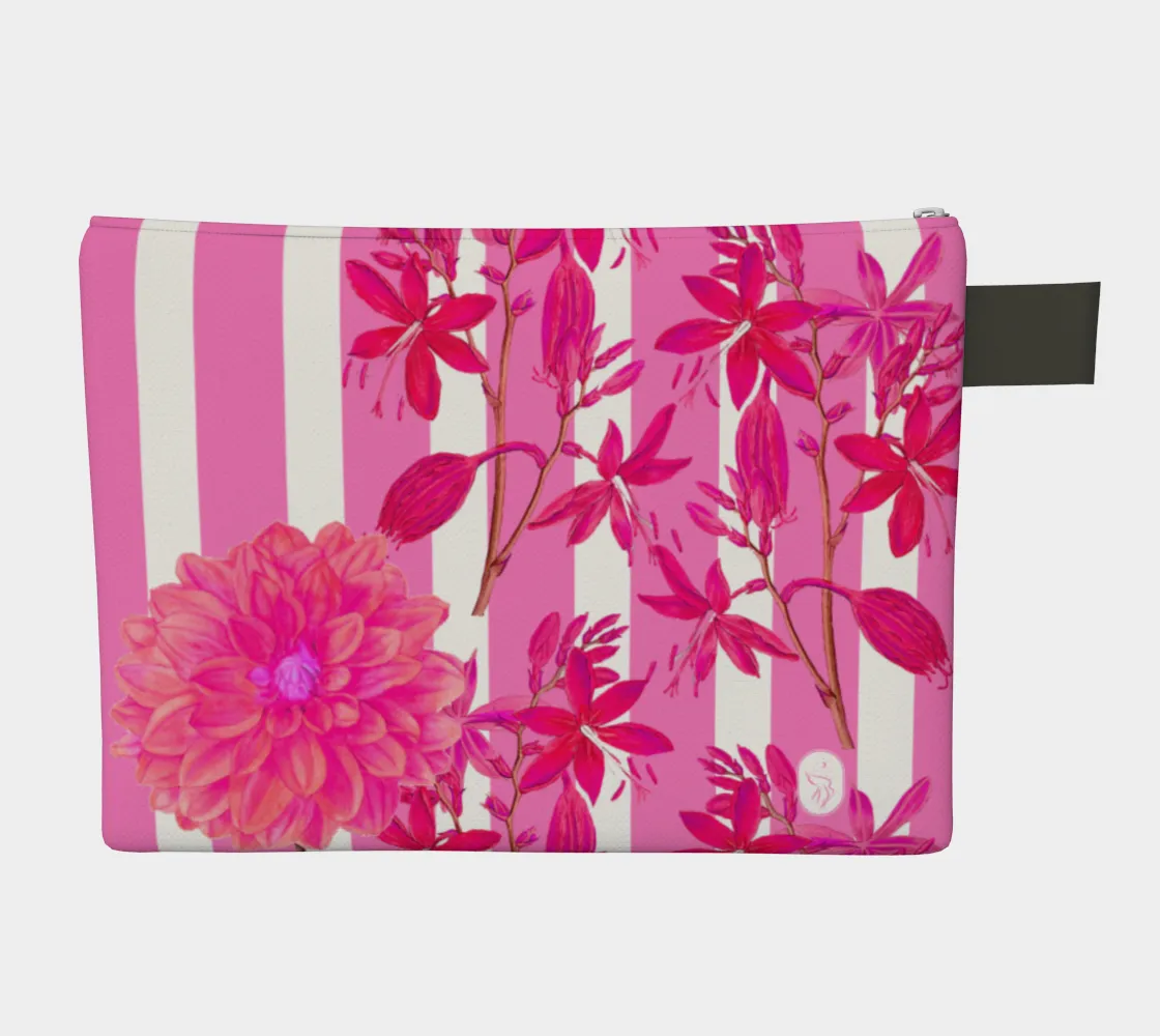 Stripes and Florals Pink Pouch