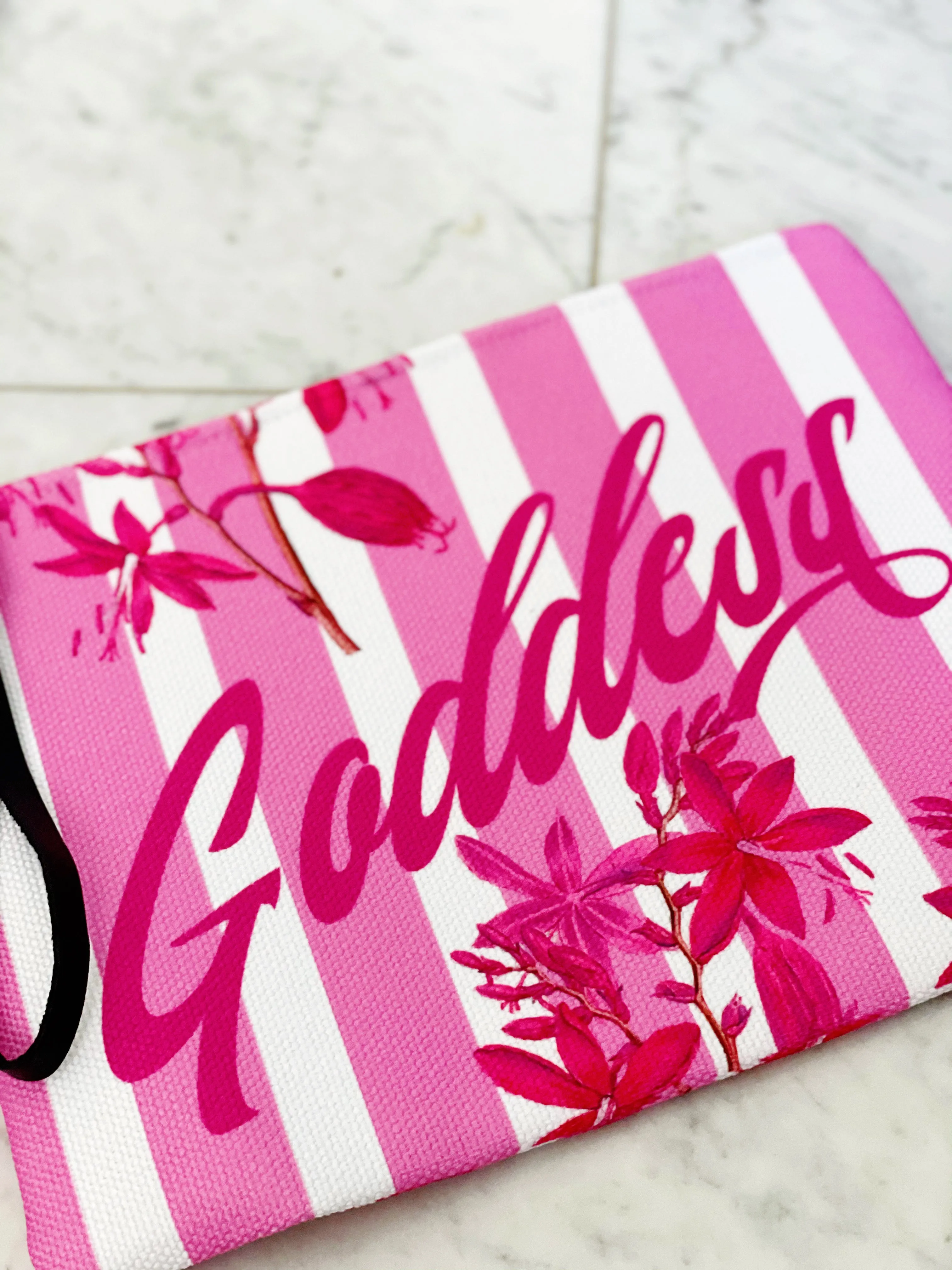 Stripes and Florals Pink Pouch