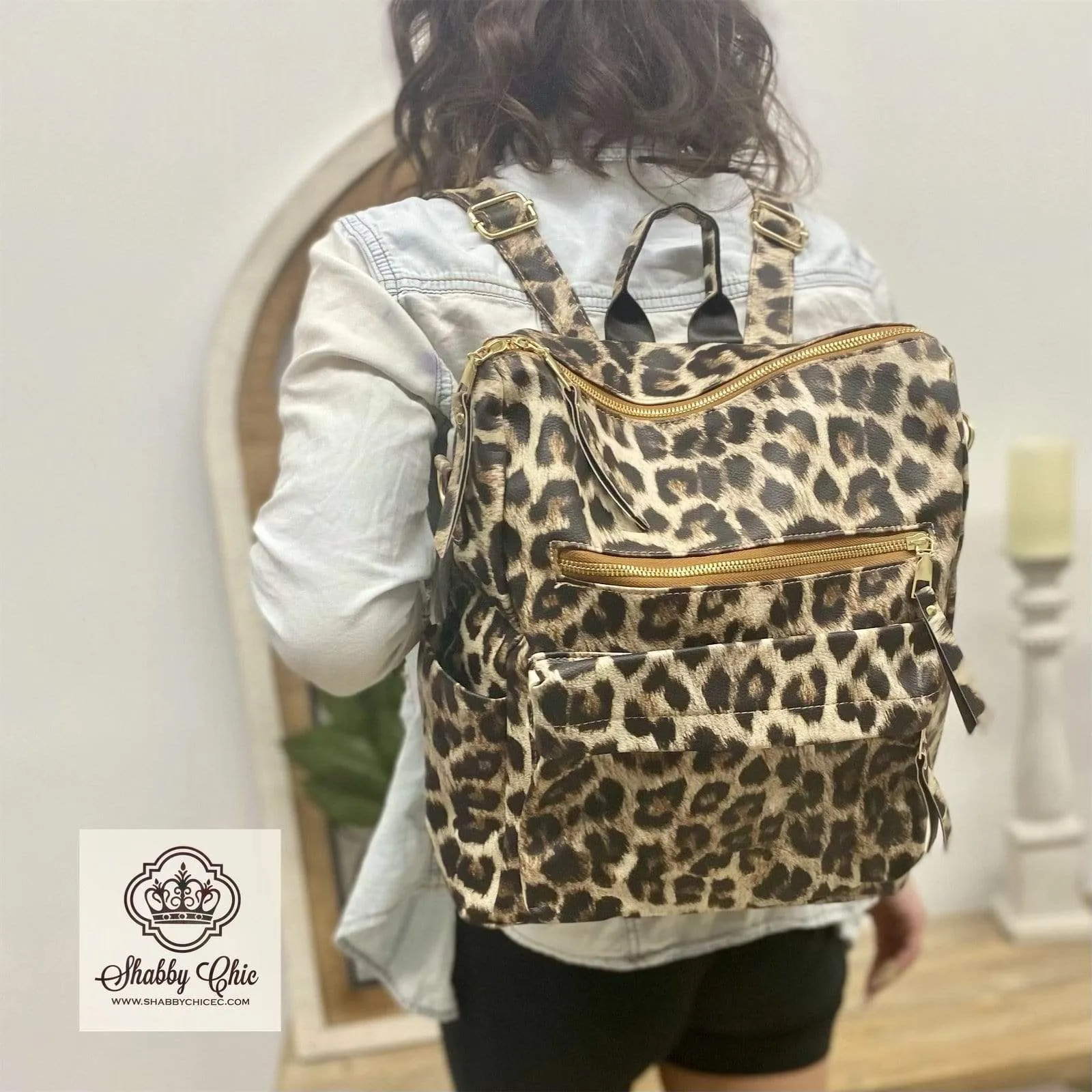 Tan Leopard Sling Backpack