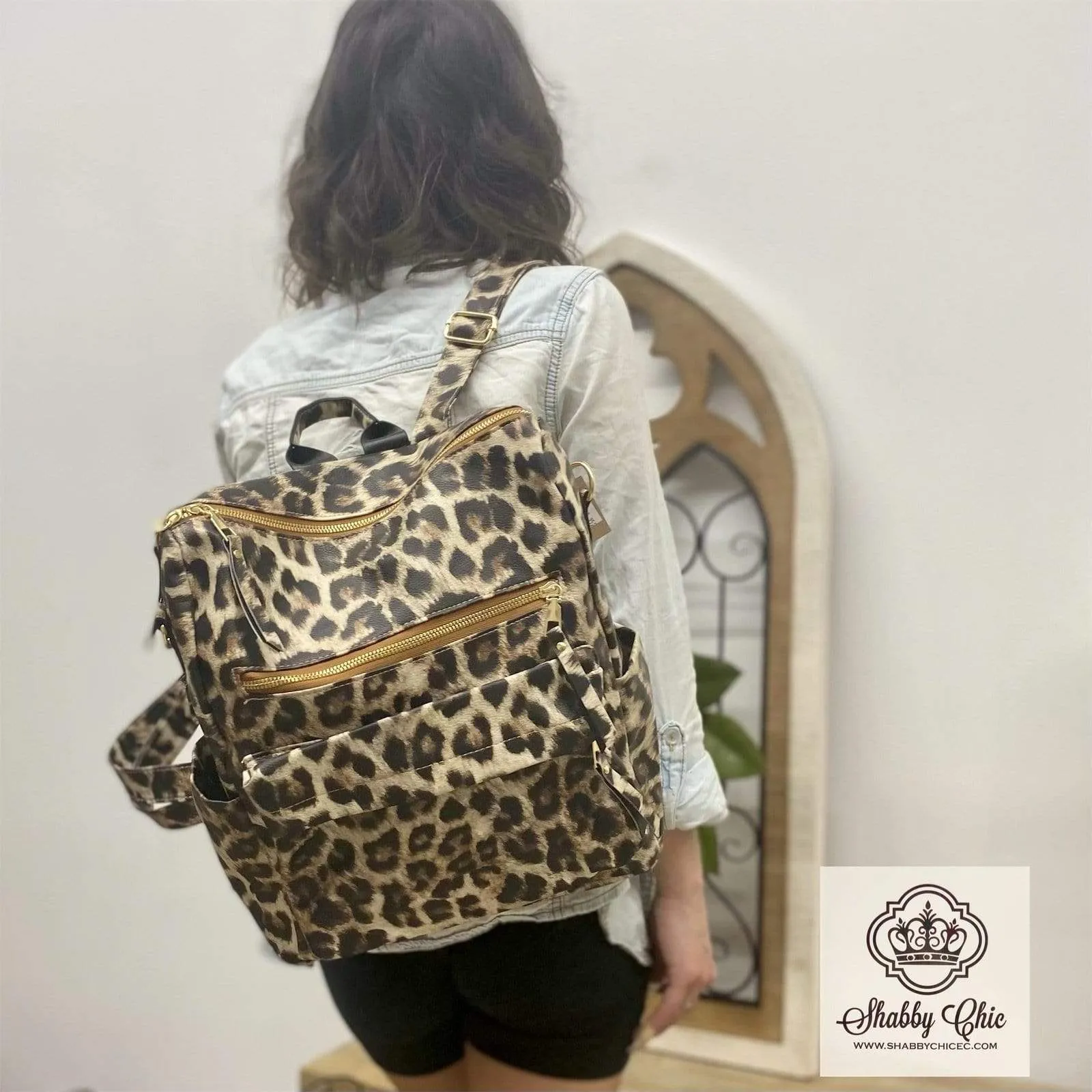 Tan Leopard Sling Backpack