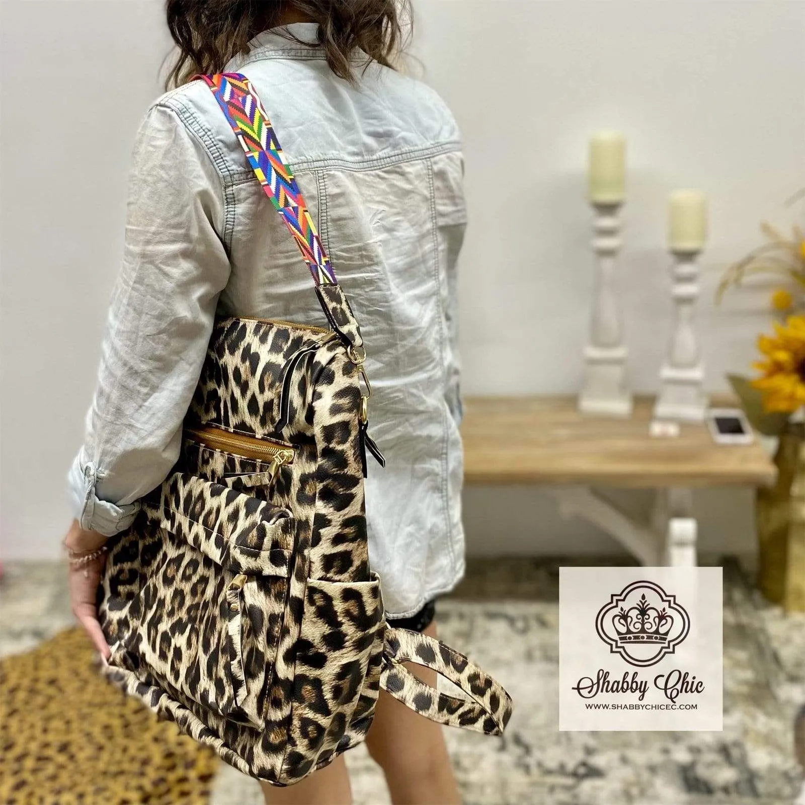 Tan Leopard Sling Backpack