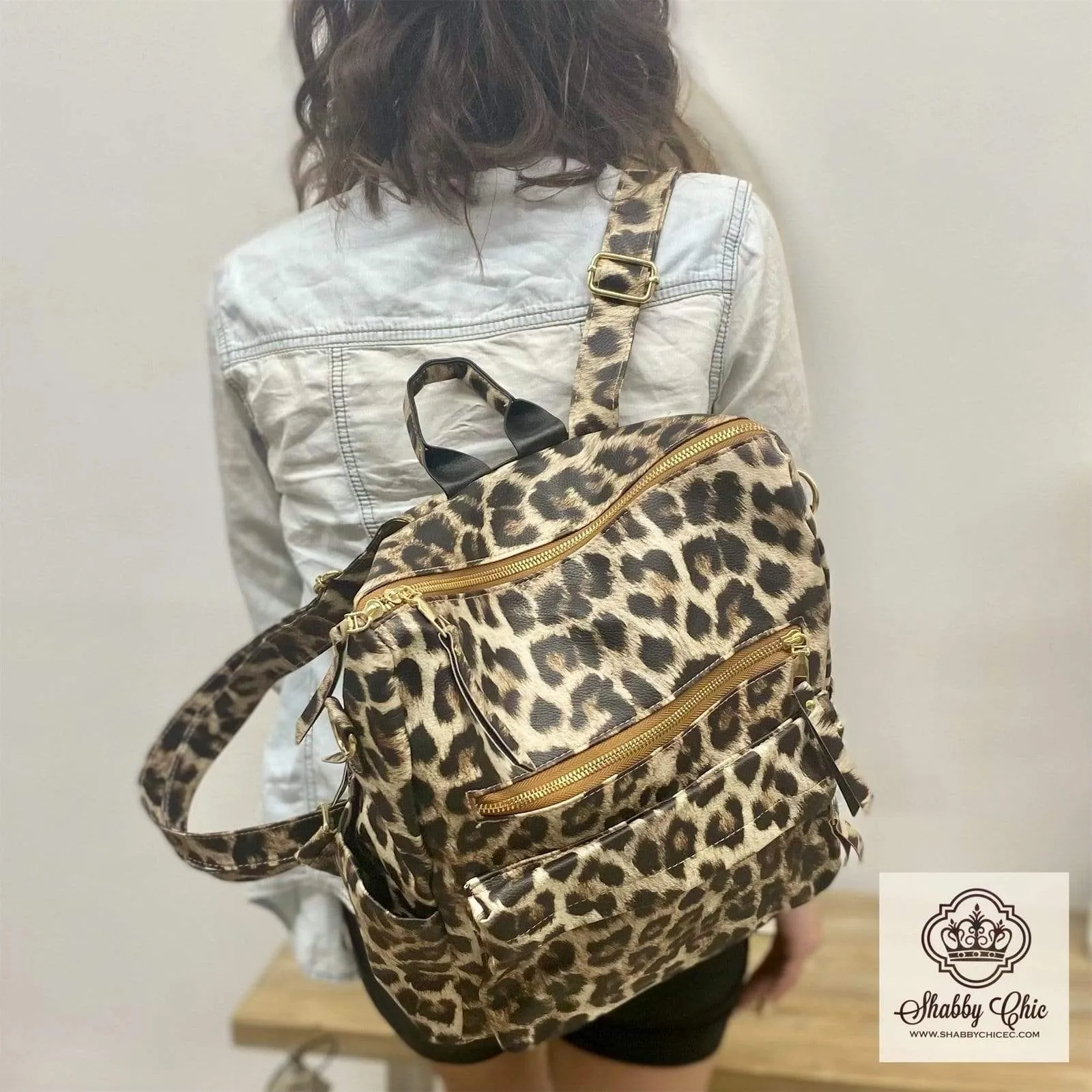 Tan Leopard Sling Backpack