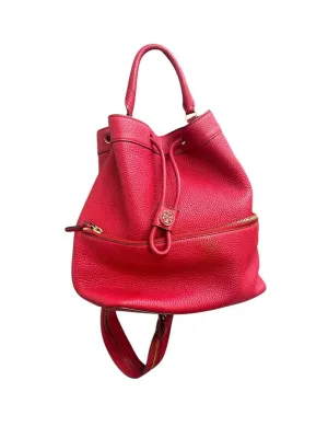 Toryburch  Drawstring Red Leather Bag (H32 x L28 x W14 cm) w/ dustbag