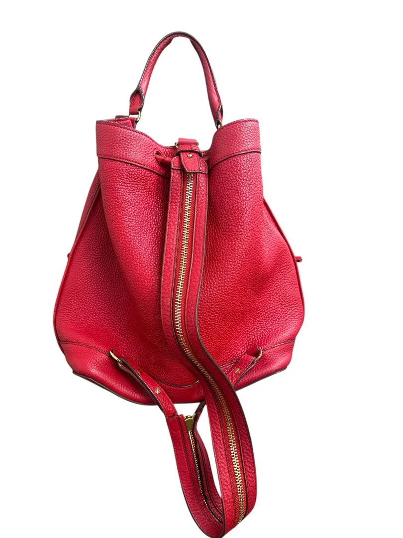Toryburch  Drawstring Red Leather Bag (H32 x L28 x W14 cm) w/ dustbag