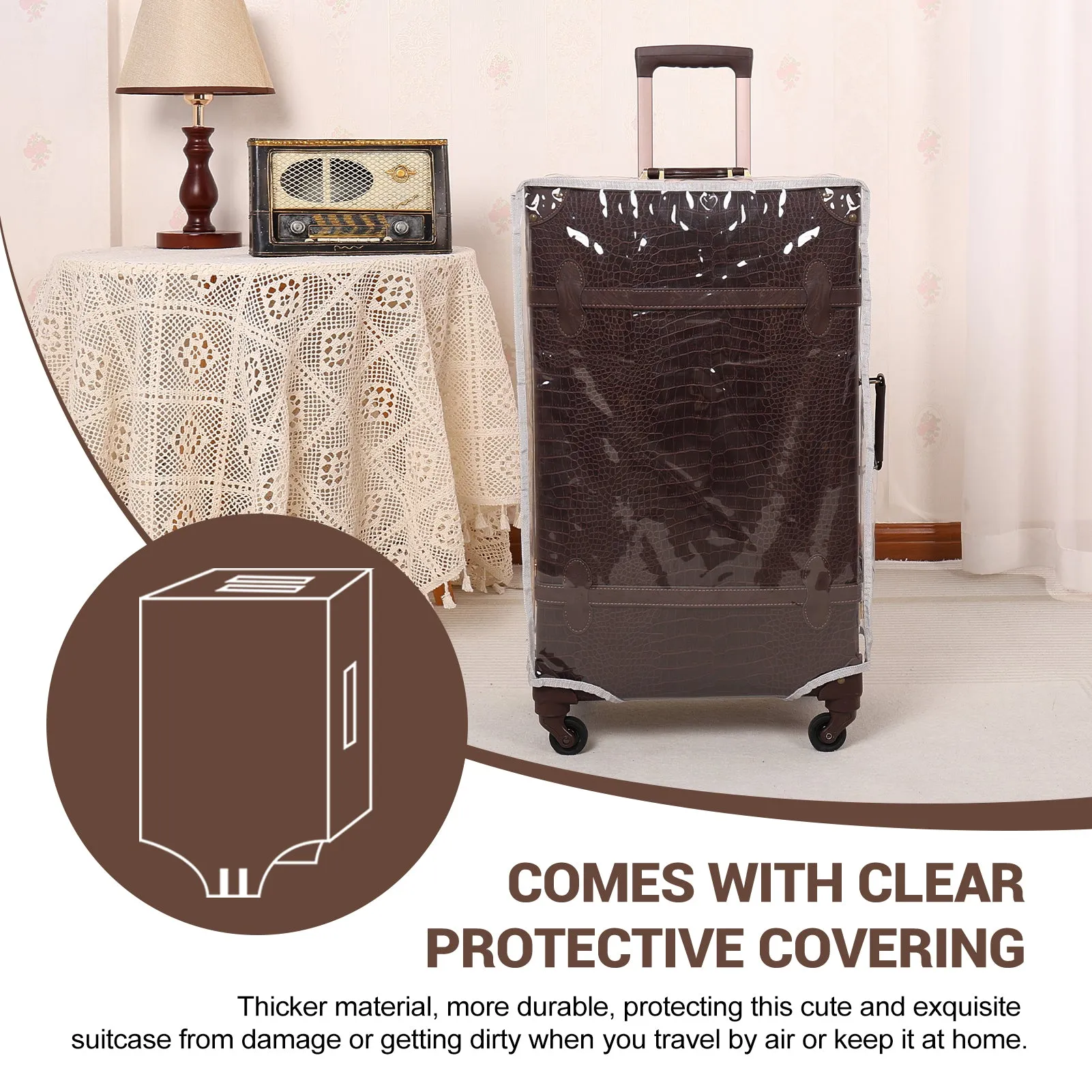 urecity Vintage leather-trimmed luggages 2 Pack