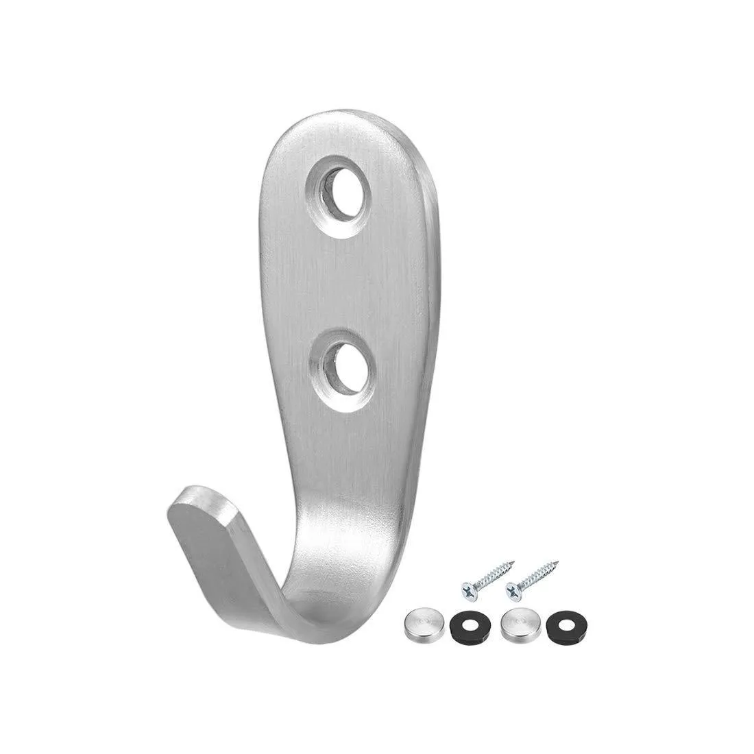 uxcell 20 Pcs Wall Mounted Hook Robe Hooks Single Bags Hanger With Screws, Stainless Steel