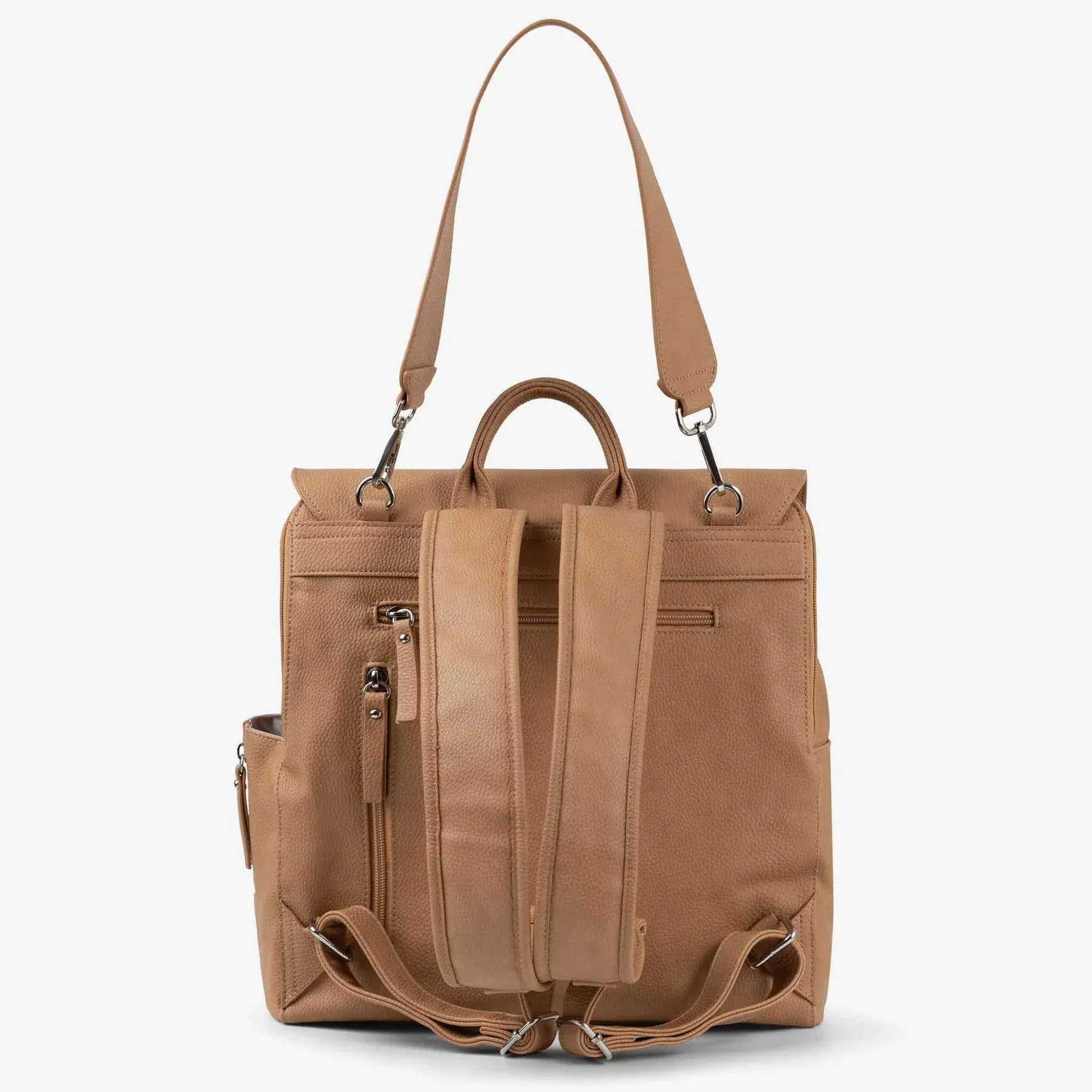 Vanchi Vegan Leather Emmy Backpack Nappy Bag - Camel