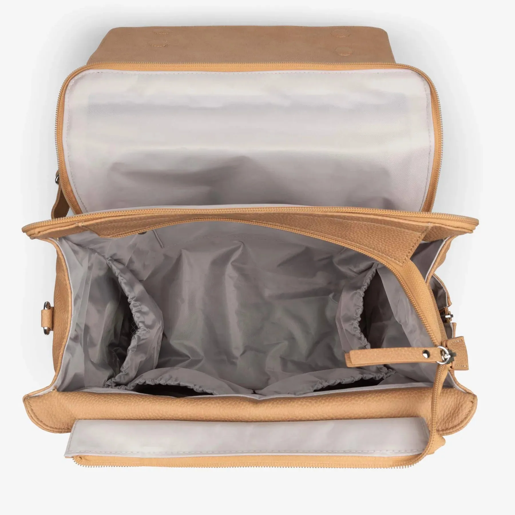 Vanchi Vegan Leather Emmy Backpack Nappy Bag - Camel