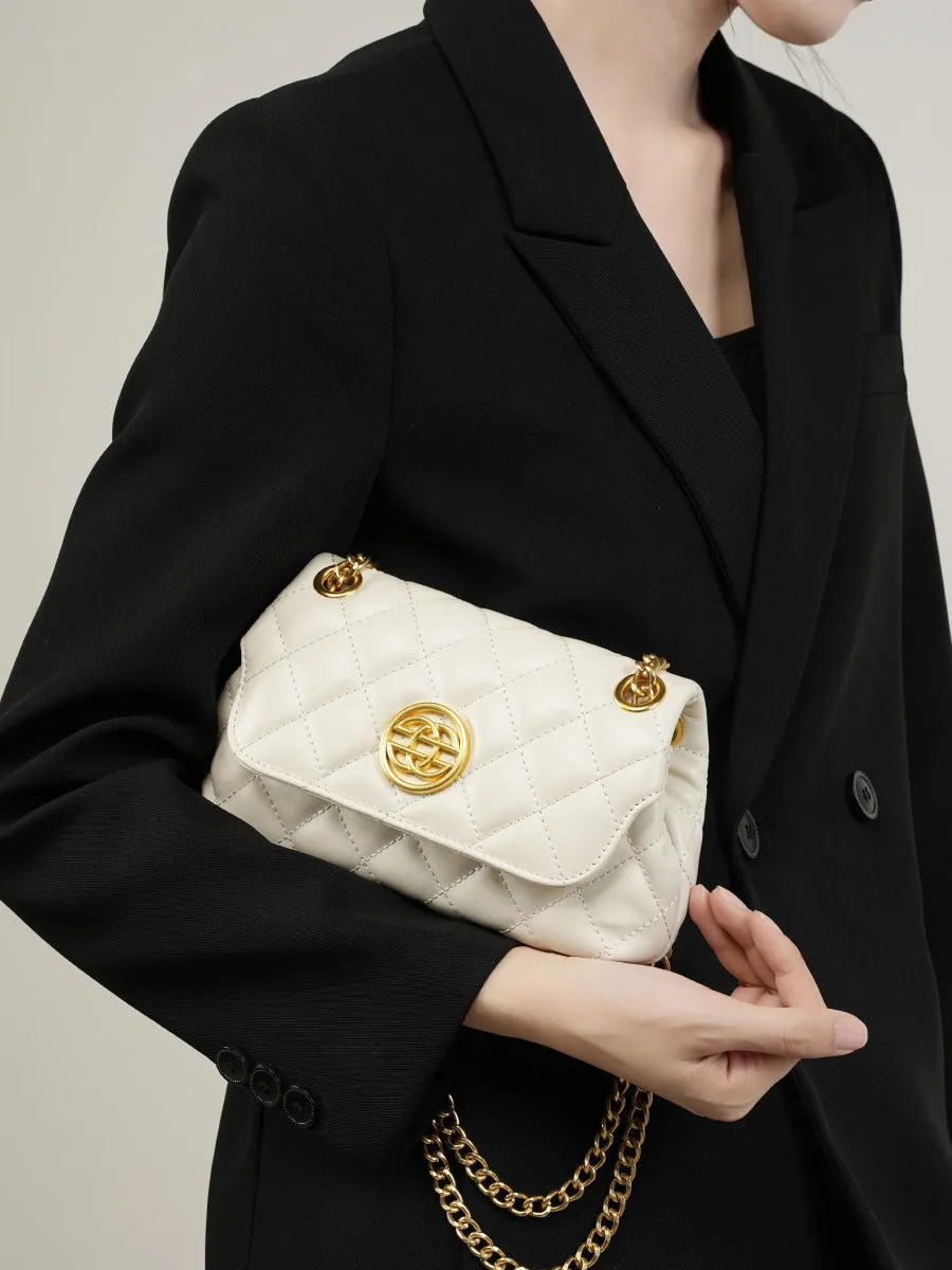 Women Fashion Cowhide Chain Shoulder Cross Body Bag