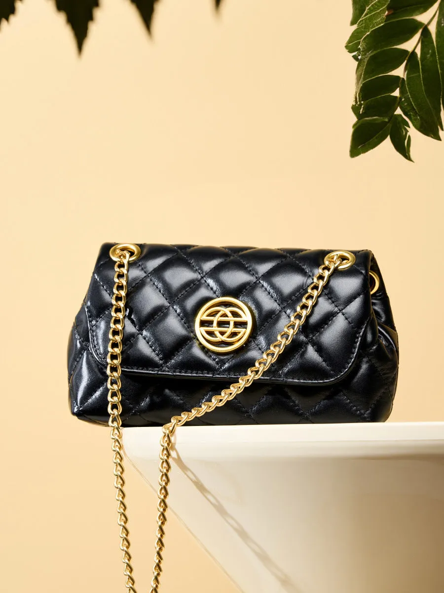Women Fashion Cowhide Chain Shoulder Cross Body Bag