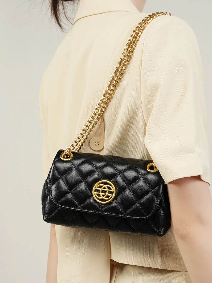 Women Fashion Cowhide Chain Shoulder Cross Body Bag